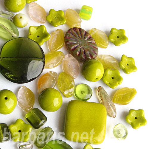 Preciosa Набор бусин "Оливковый микс" стекло (фото, вид 1)